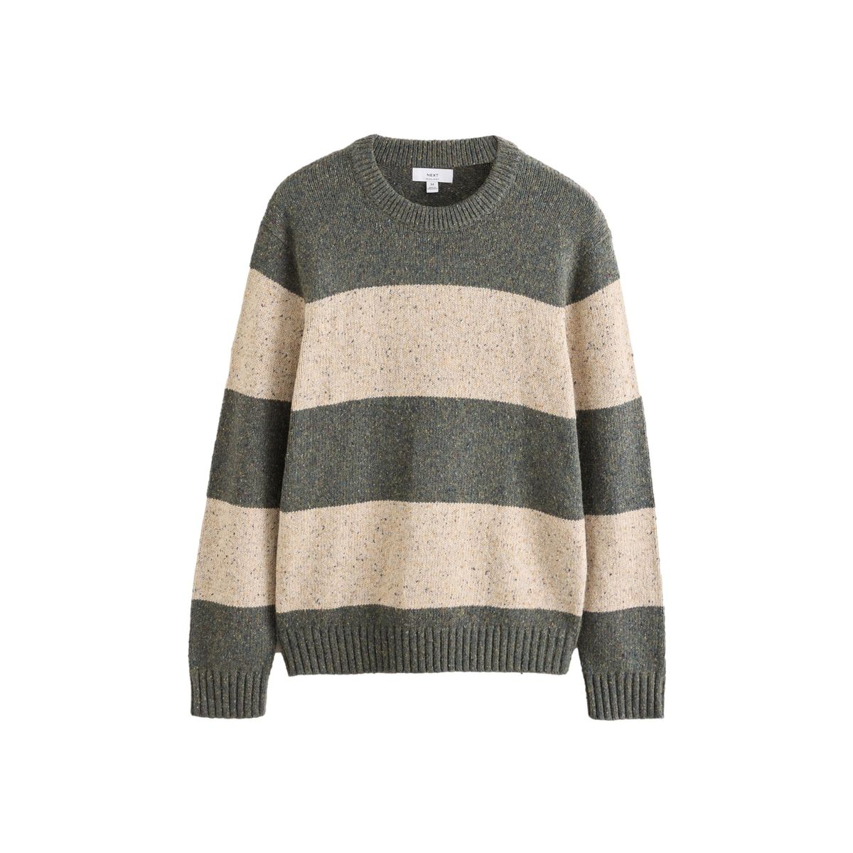 Pull ras du cou en maille rayures vertes/écrues, NEXT