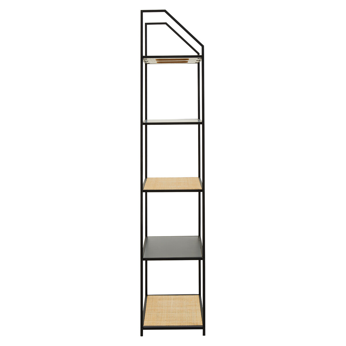 Ranji Rattan and Metal 5-Tier Shelving Unit black, SO'HOME