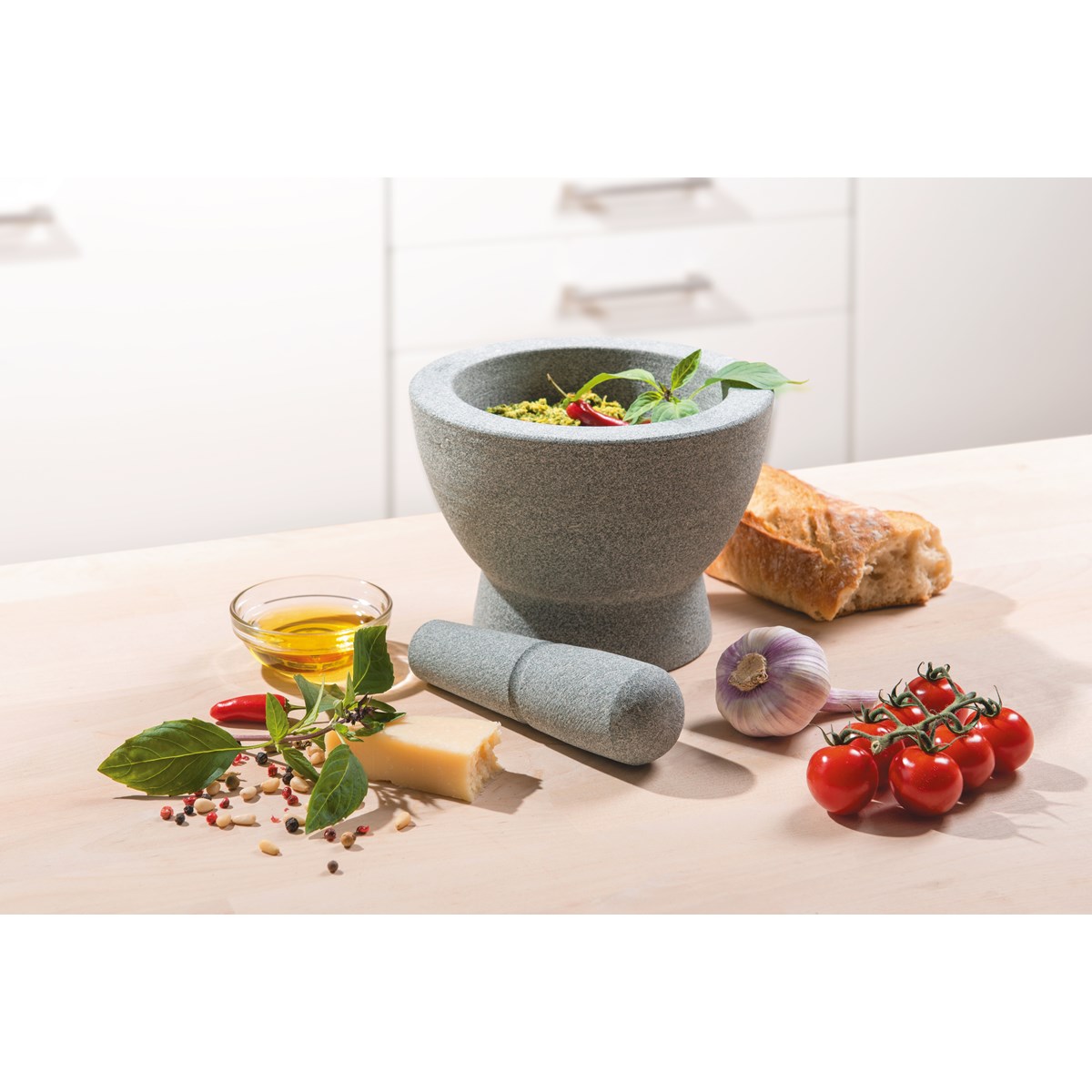 Mortier en granit 17 cm CRUNCHY gris, GEFU