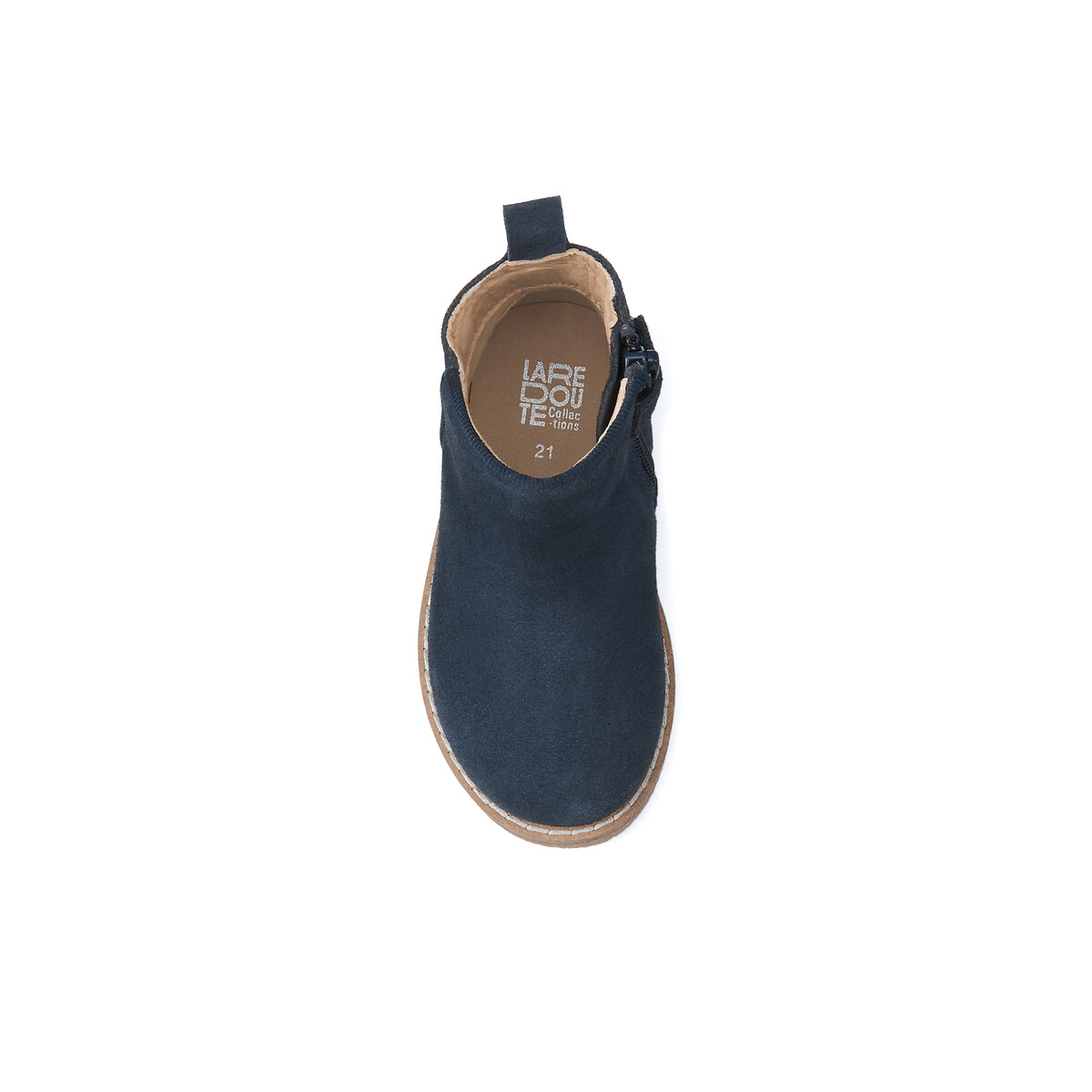 Kids Suede Ankle Boots with Zip Fastening navy blue, LA REDOUTE COLLECTIONS