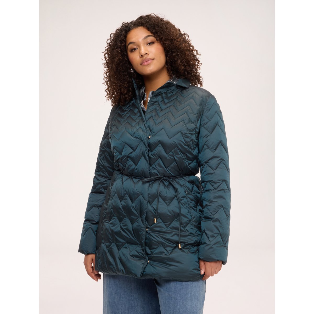 Doudoune matelassée à motif chevron vert, FIORELLA RUBINO