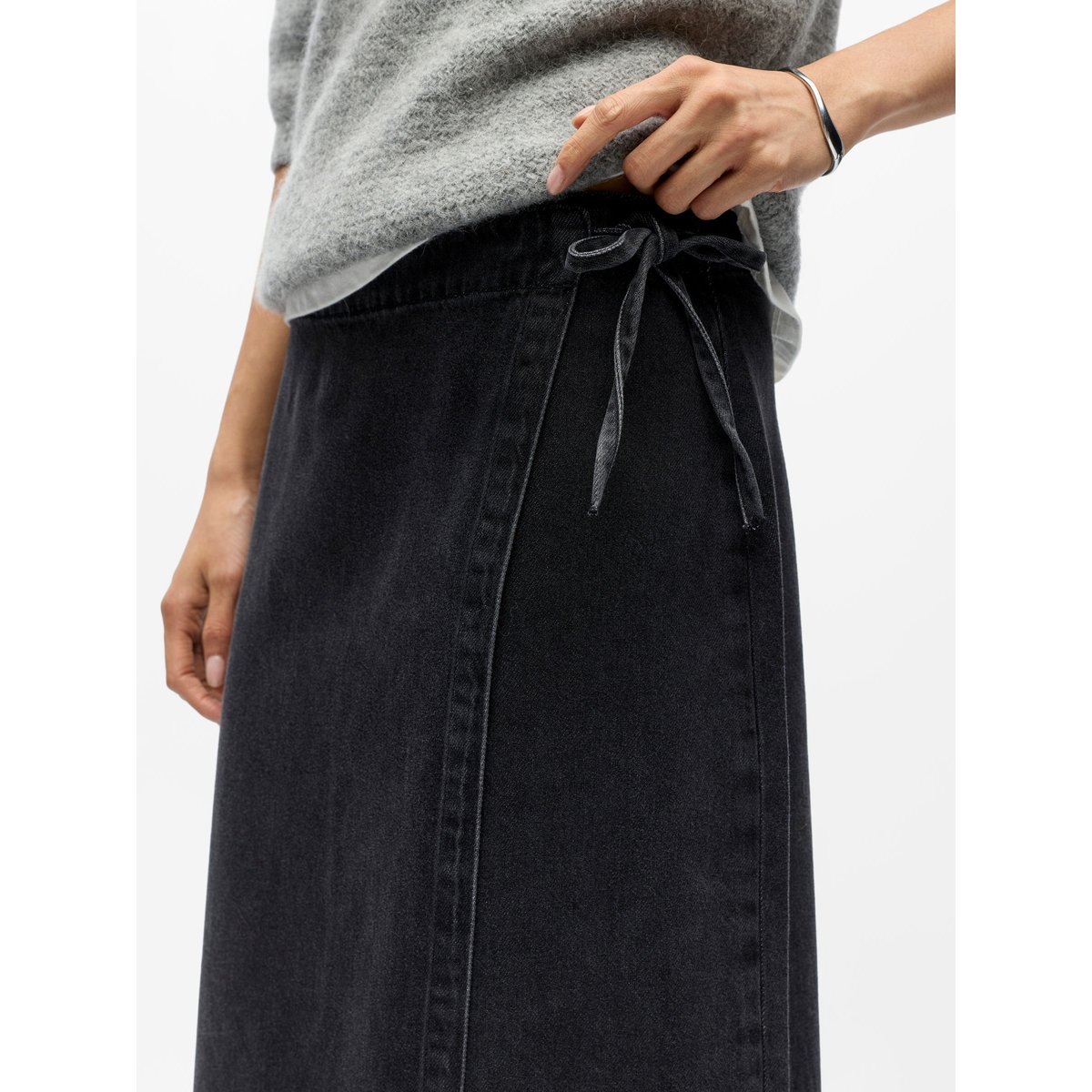 Jupe Portefeuille black denim, OBJECT
