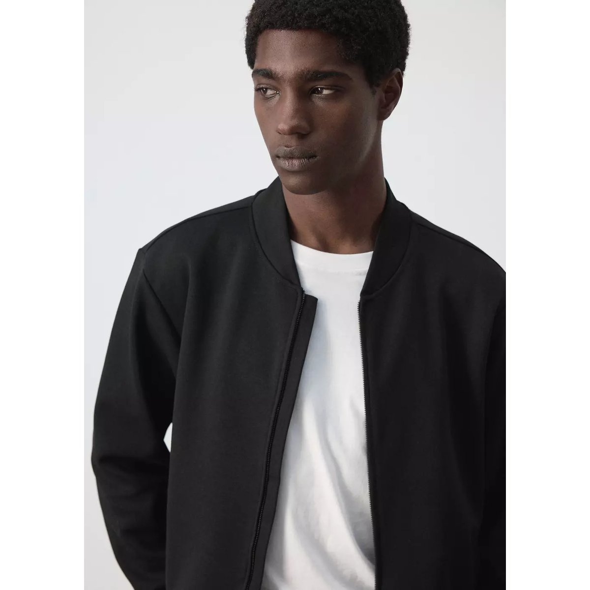 Veste bomber en coton mélangé noir, MANGO MAN