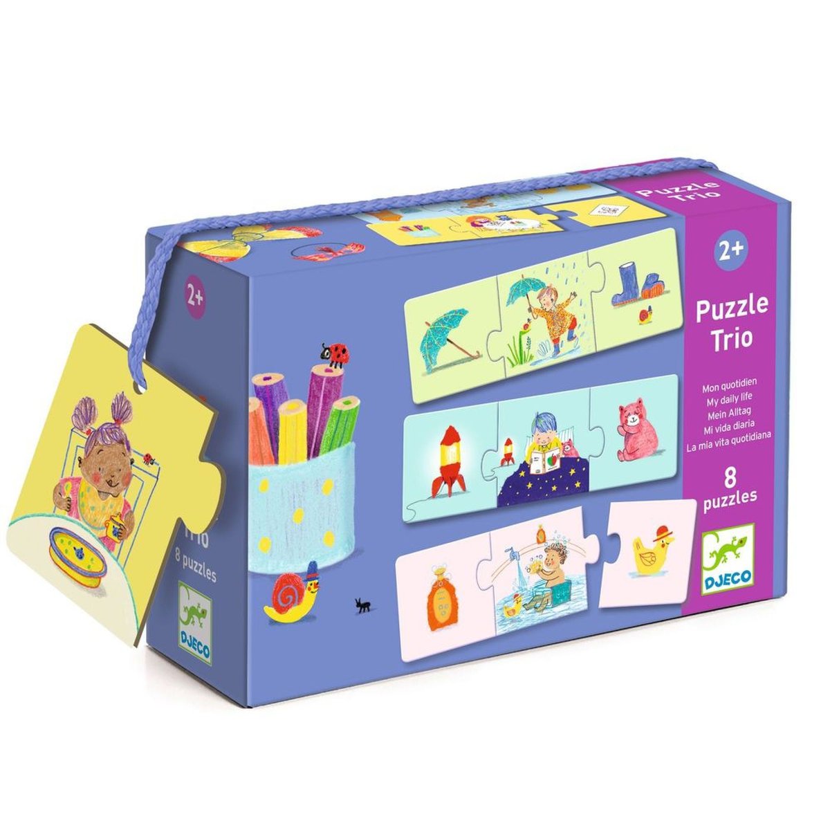 Lot de puzzles 3 pièces pour enfant bleu, DJECO