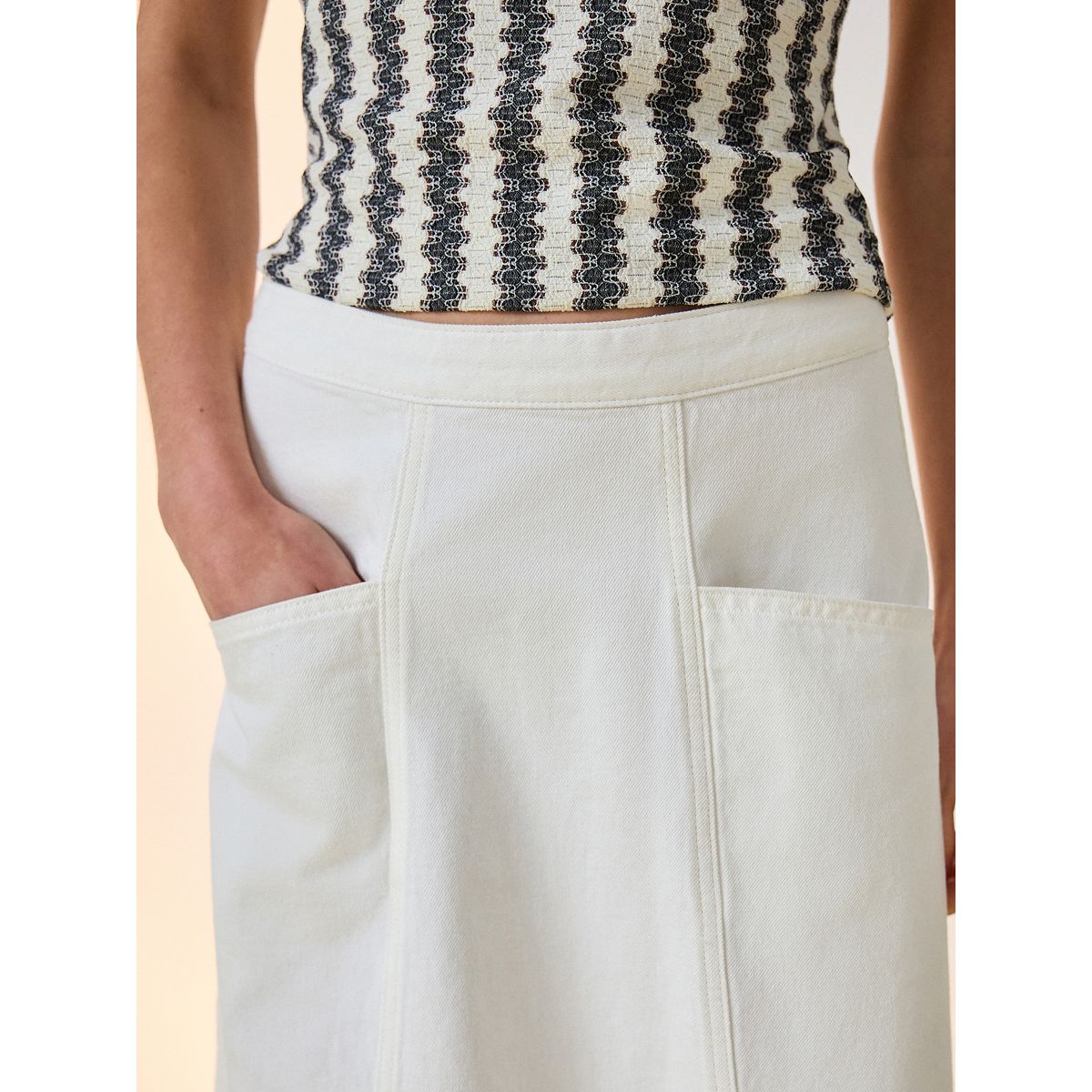 Jupe longue en jean blanc, NEXT