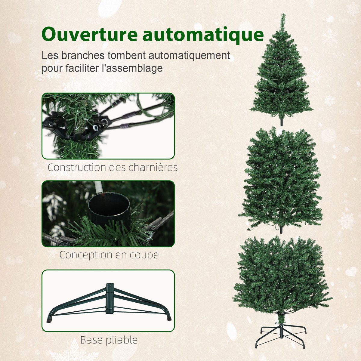 Sapin de Noël Plastique Vert vert, HOMCOM