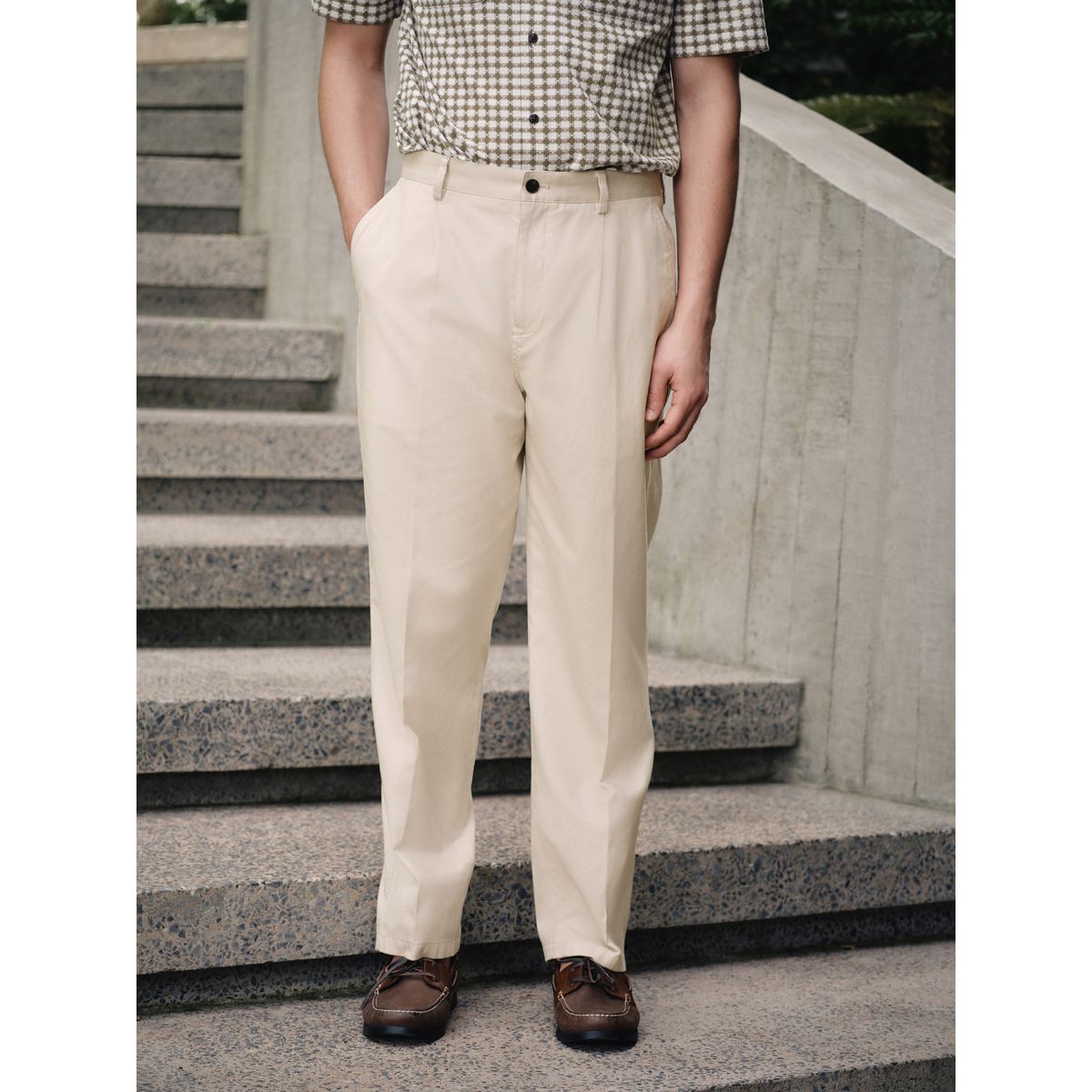 Pantalon de costume en coton et lyocell écru, NEXT