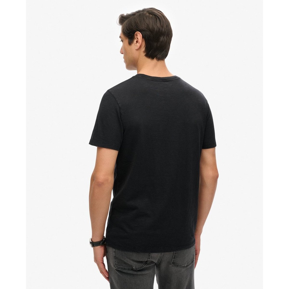 T-shirt ras-du-cou flammé à manches courtes noir, SUPERDRY