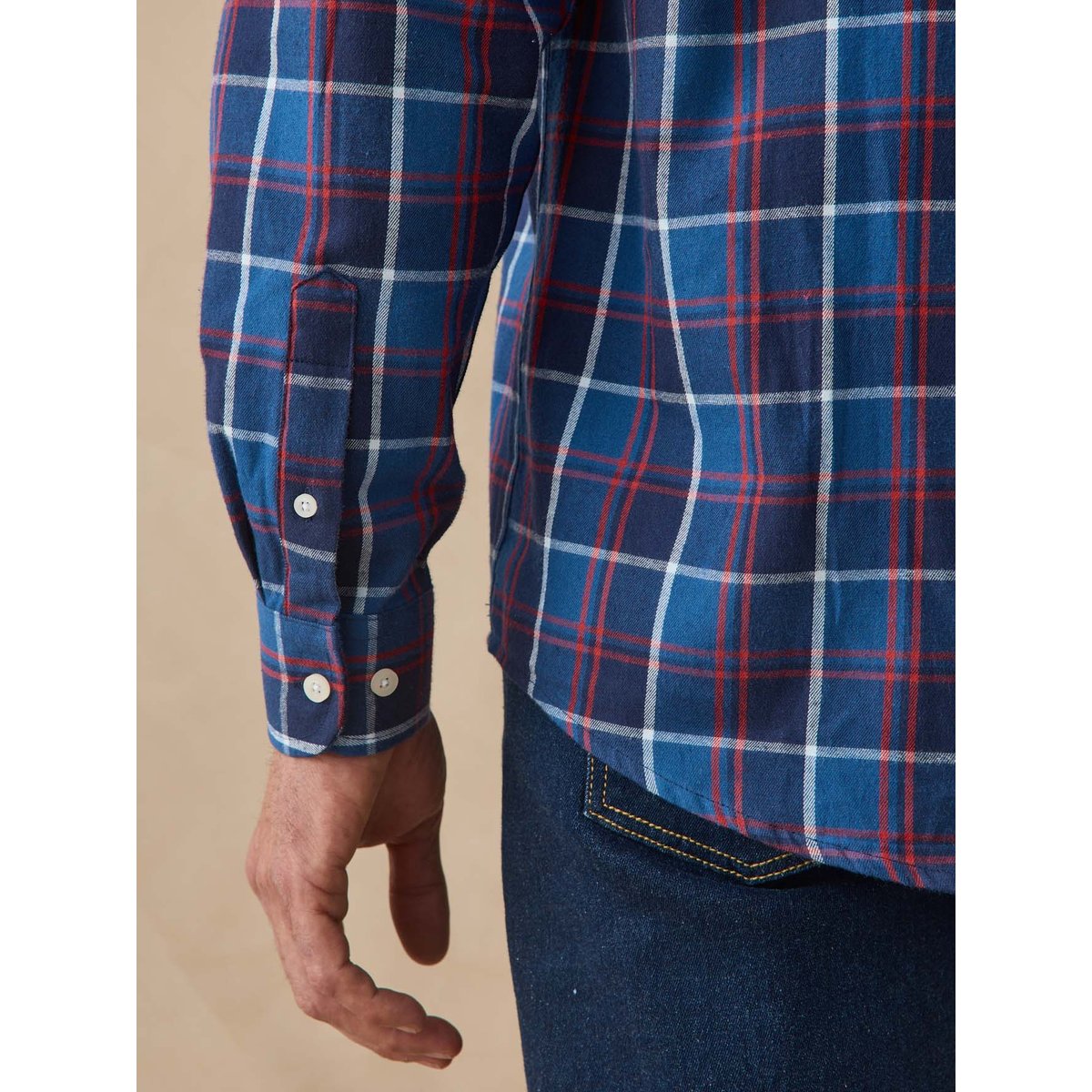 Chemise en flanelle pur coton homme carreaux bleu, DAXON