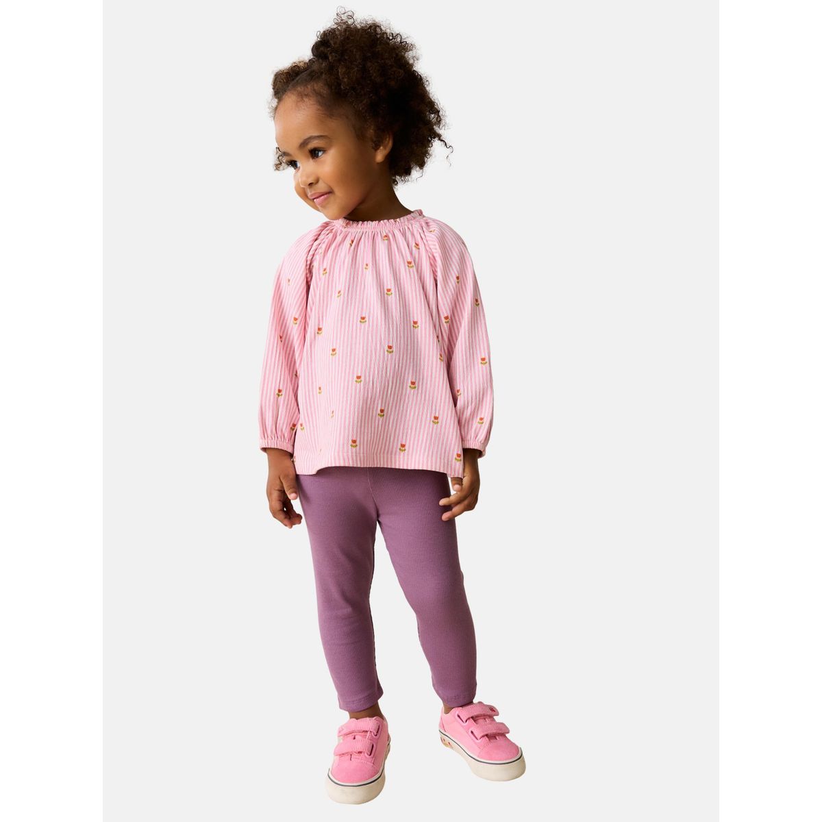 Chemisier manches longues et leggings rose motif fleurs, NEXT