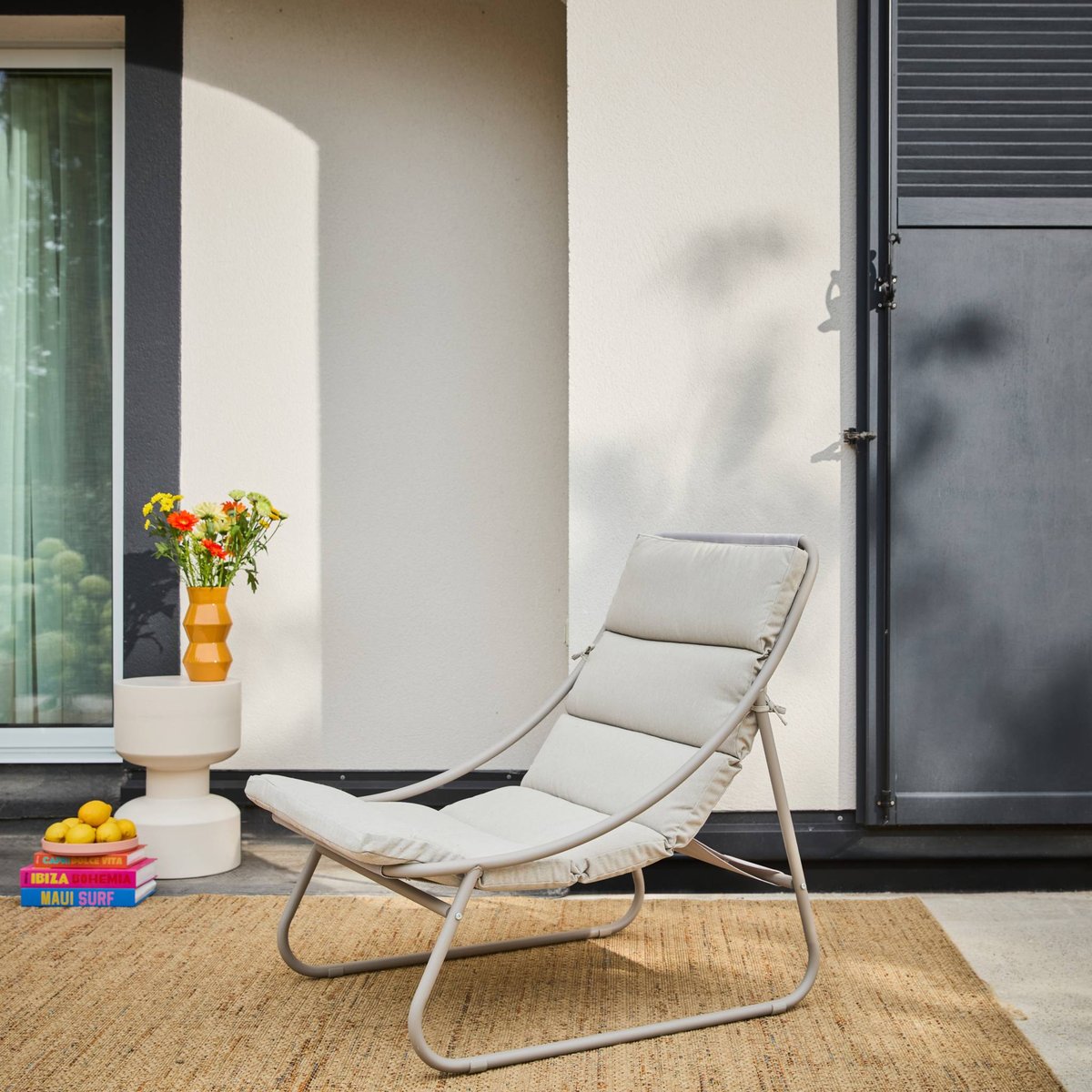 Fauteuil relax acier (lot de 2) EDENA beige, SWEEEK