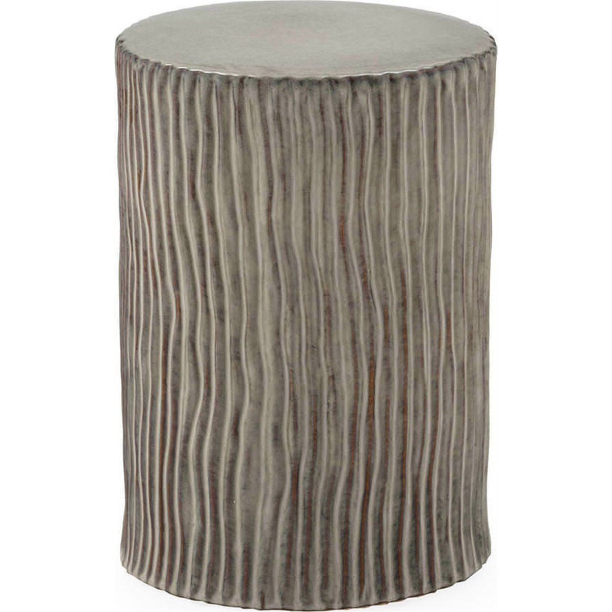Tabouret céramique à rayures, Rendu artisanal gris texturé, RECOLLECTION