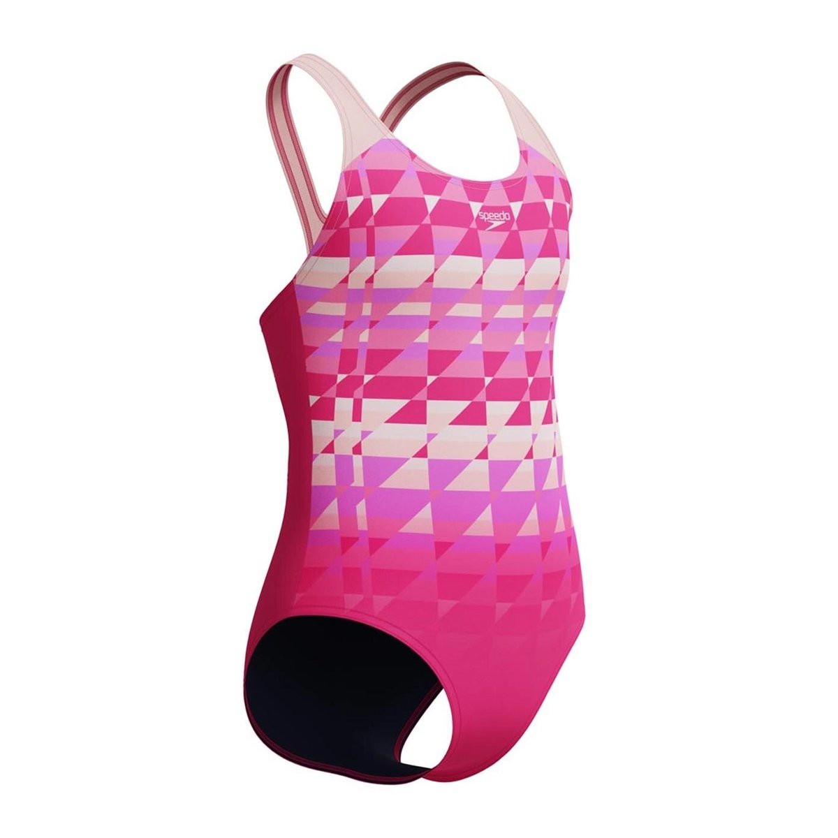 Maillot de bain 1 pièce motif/style géométrique rose, SPEEDO