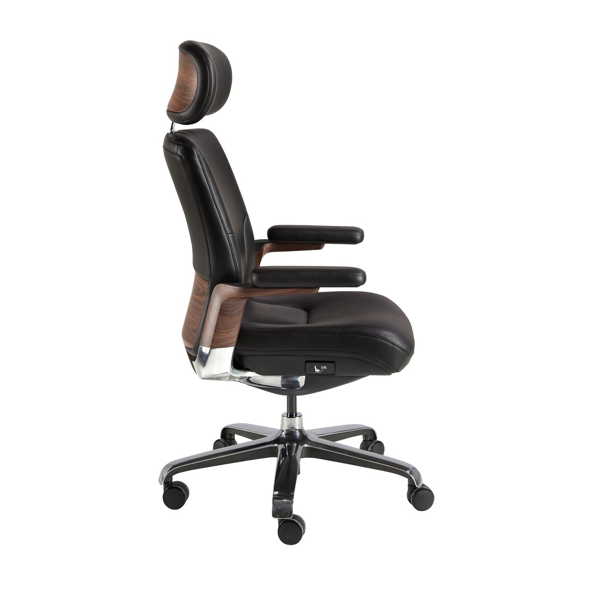 Fauteuil de bureau pivotant en similicuir acier noir, ANGEL CERDA