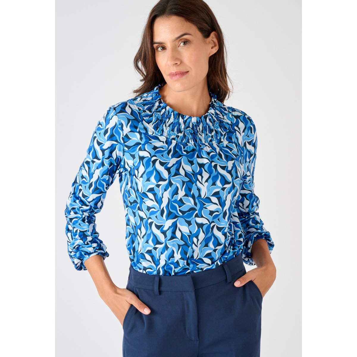 T-shirt maille chaude bleu feuillage, DAMART