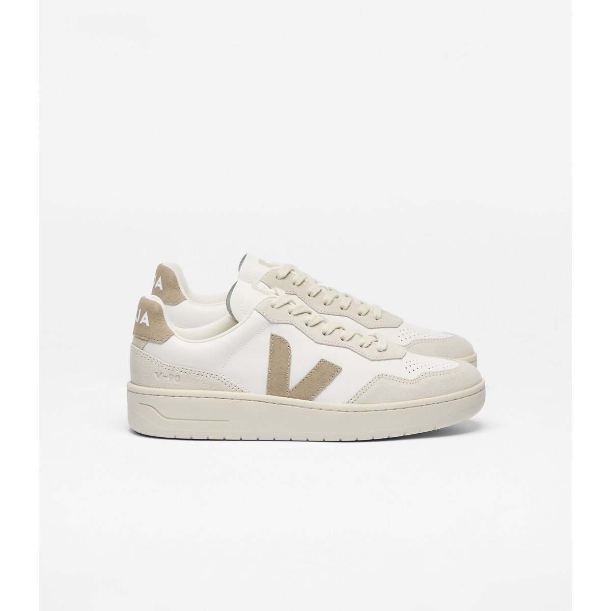 V-90 leren sneakers wit/taupe, VEJA