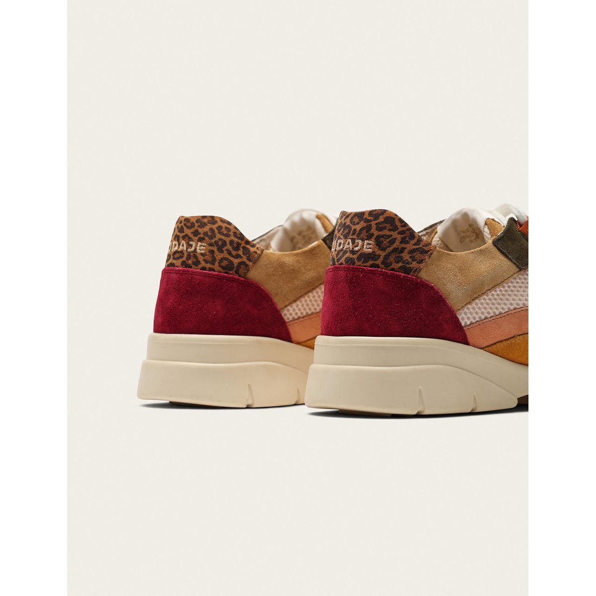 Baskets basses LAURA bordeaux crème kaki, ODAJE
