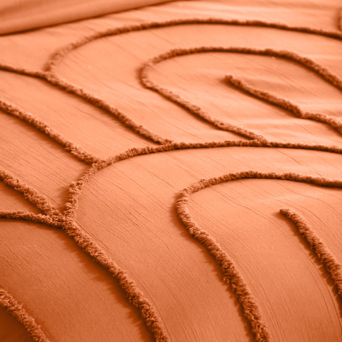 Parure de lit en coton tufté arches terracotta, COTE DECO