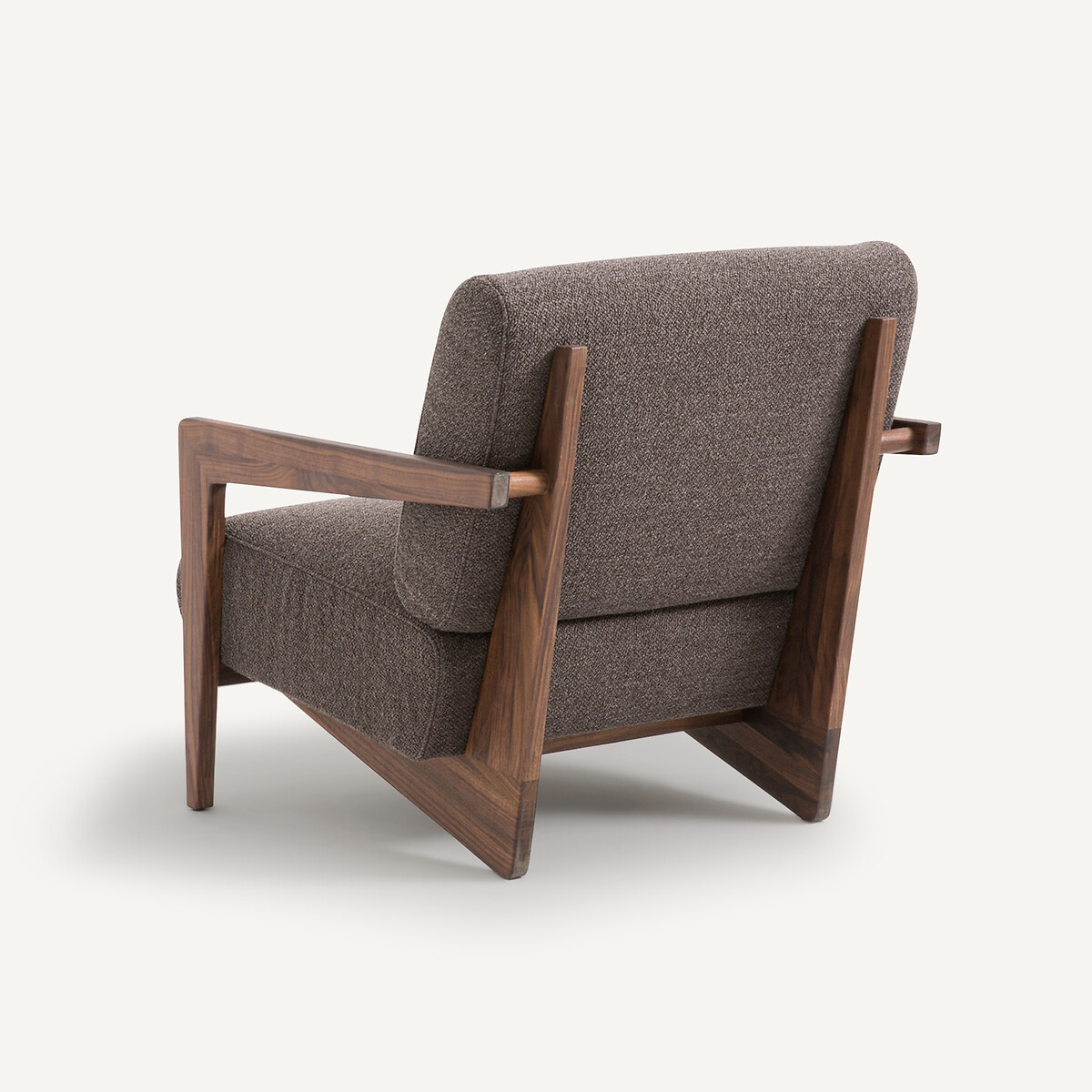 Fauteuil noyer massif et bouclette, Izag marron foncé, AM.PM