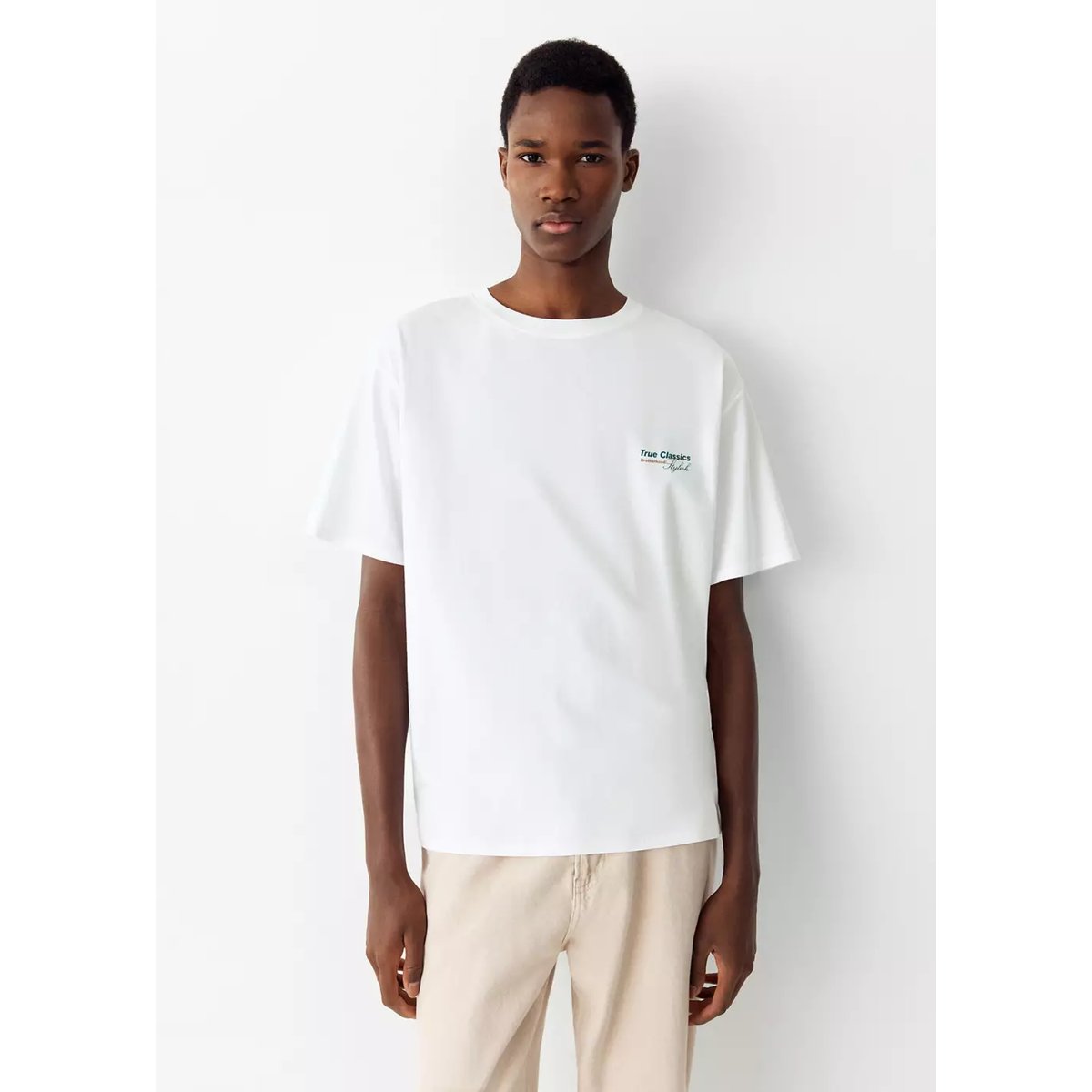 T-shirt coton imprimé graphique blanc cassé, MANGO TEEN