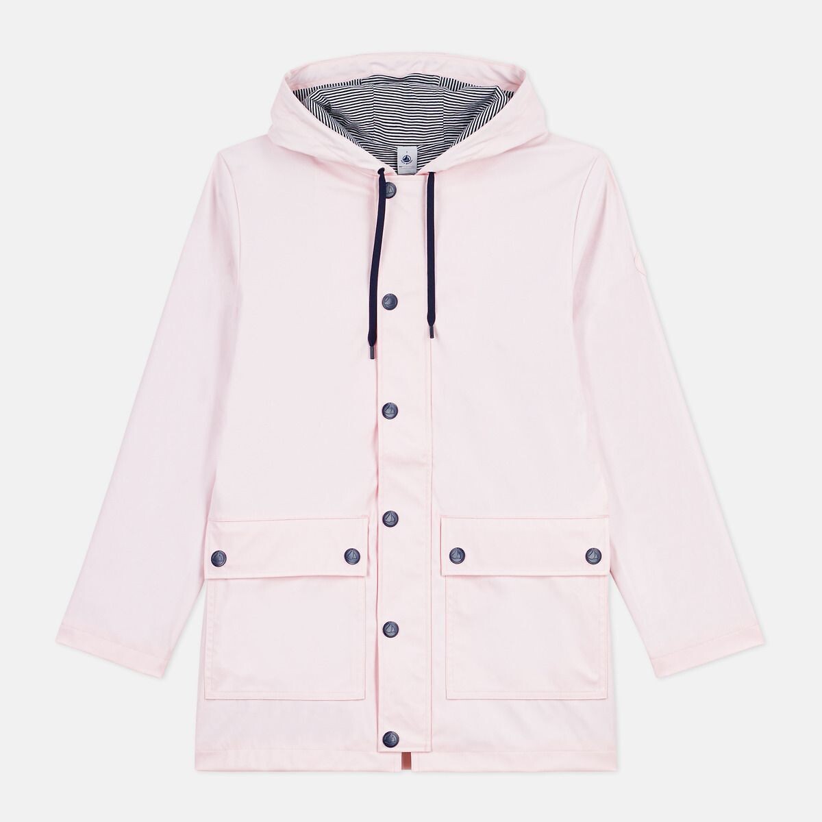 Ciré zippé mi-long à capuche rose clair, PETIT BATEAU