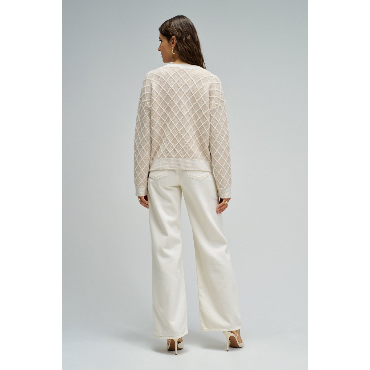 CARDIGAN COM JACQUARD E Fil textile beige, SALSA JEANS
