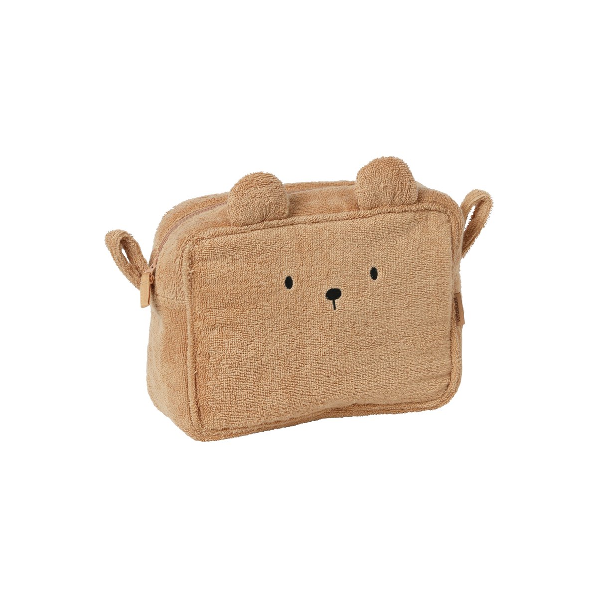 Trousse de toilette Ourson en éponge caramel, VERTBAUDET