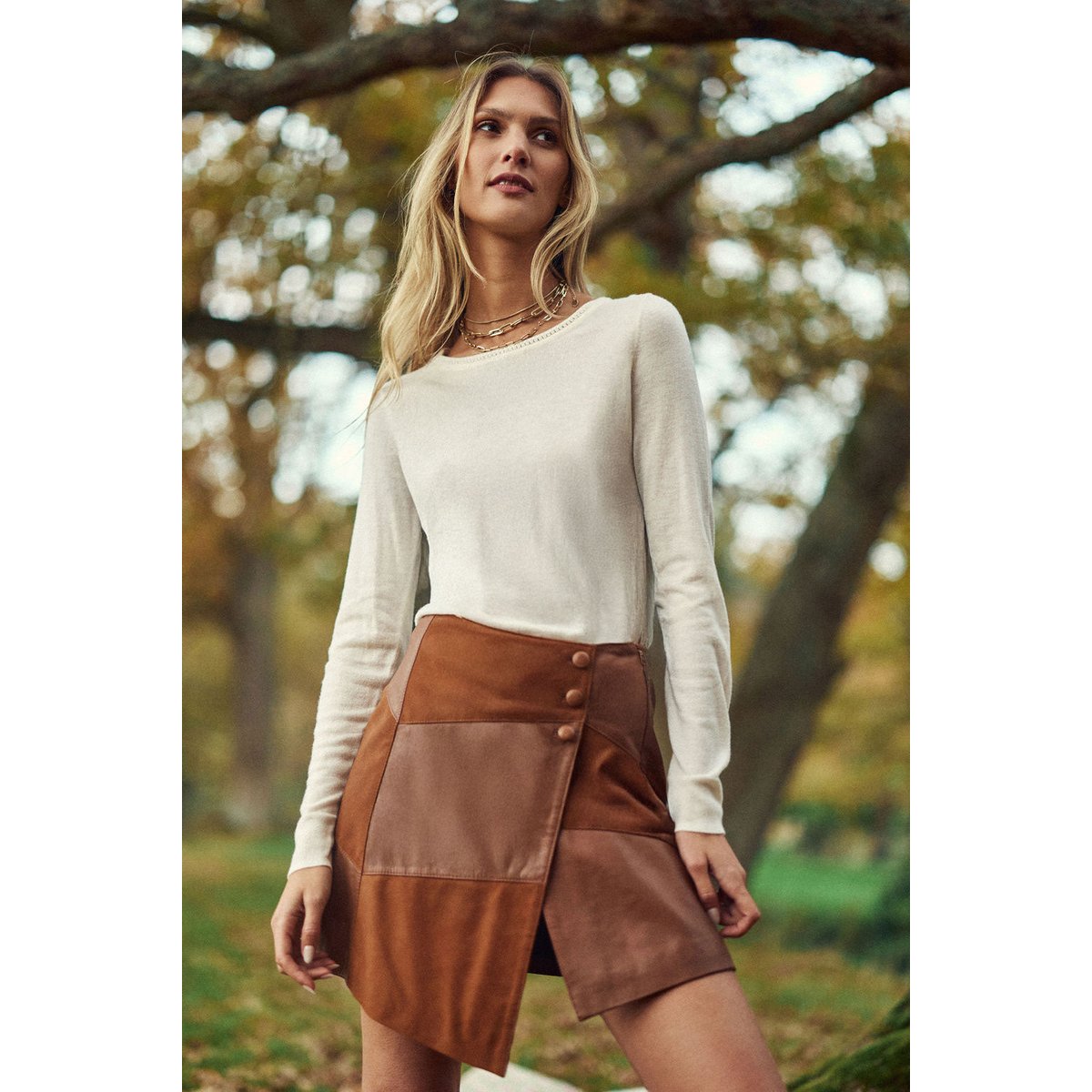 Jupe courte droite uni FLAVY 15-camel, LA PETITE ETOILE