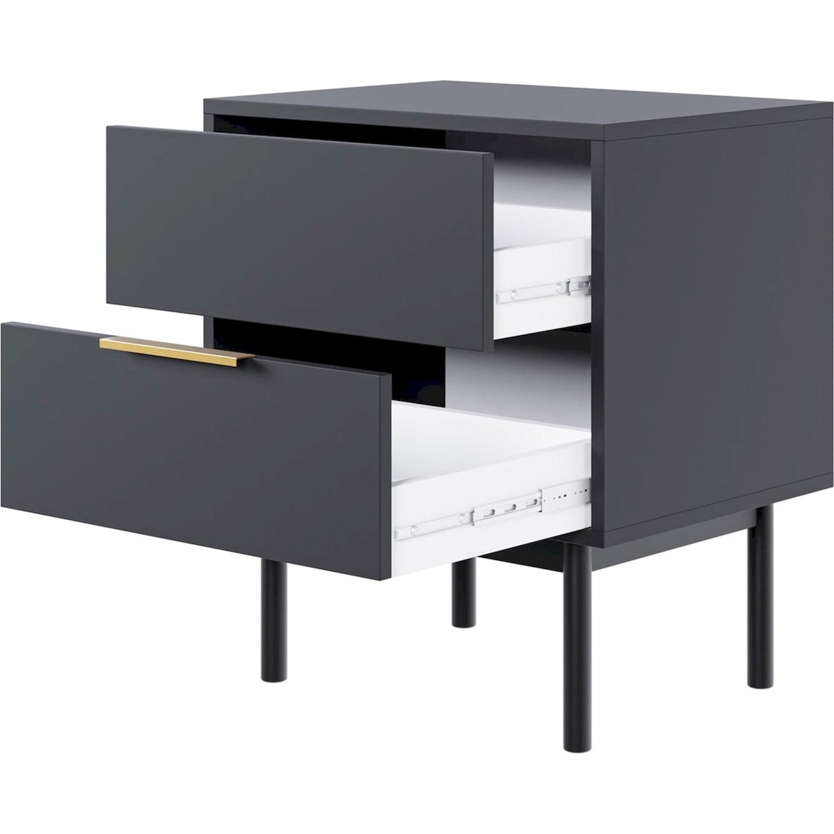 Table de chevet 2 tiroirs collection VIVIARO noir, RECOLLECTION