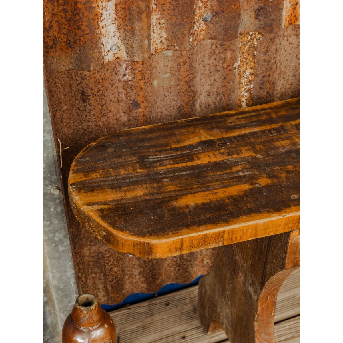 Banc en bois Antoine N°544 - Bon état bois foncé, DEBONGOUT