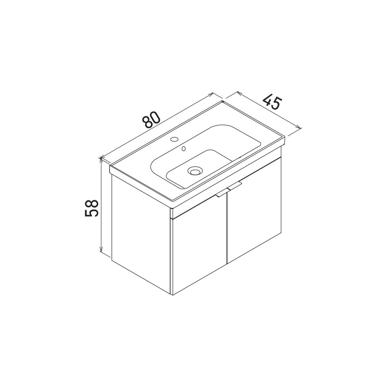 Meuble vasque suspendu 80 cm NEA chêne, PIER IMPORT