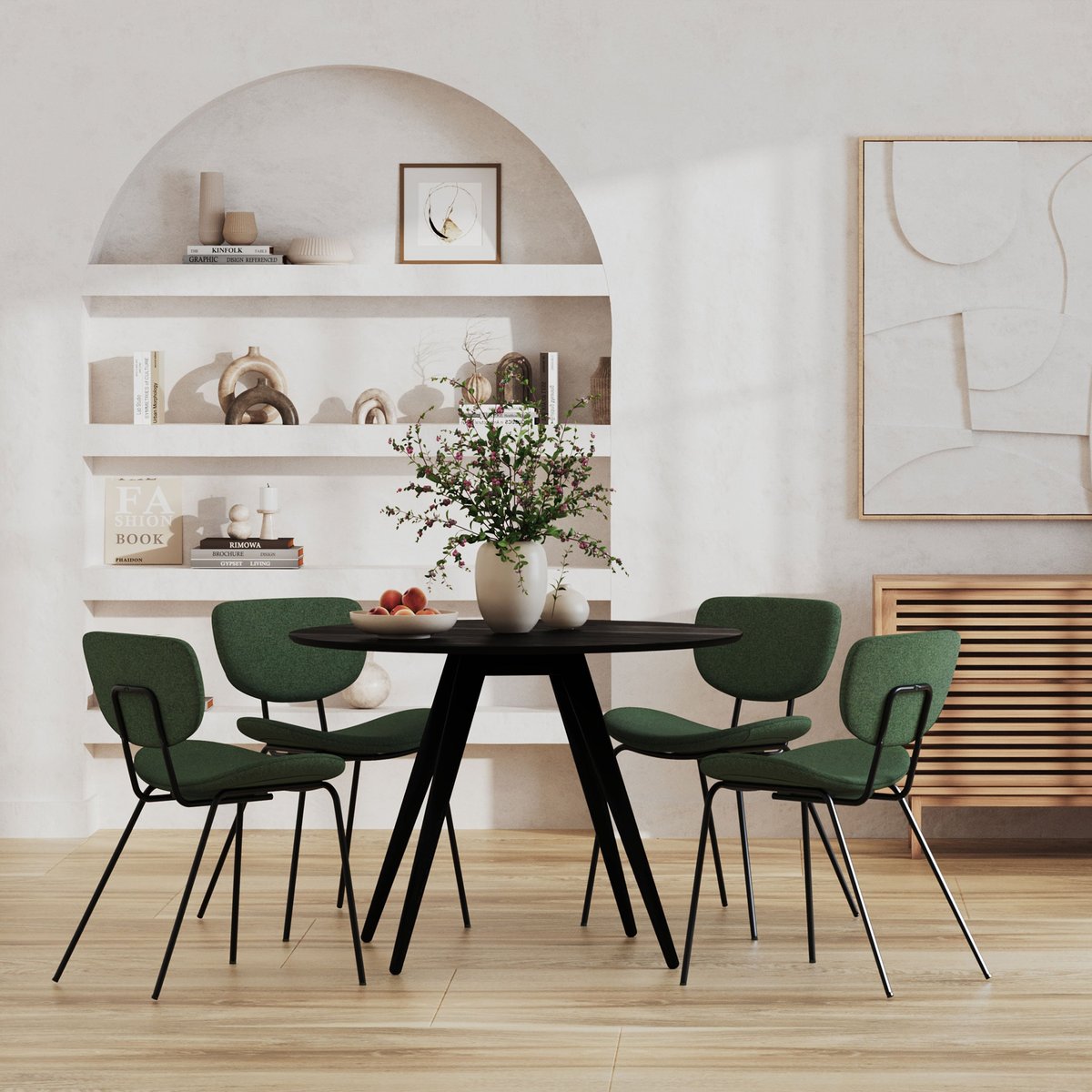 Lot de 2 chaises en tissu - VERNER vert, MAISON PAVANE