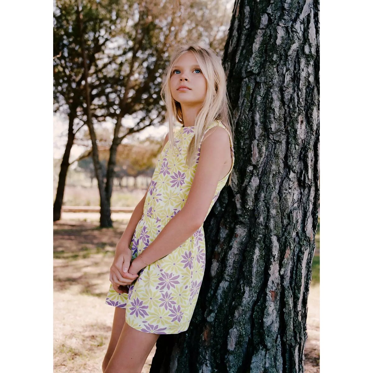 Combinaison en imprimé floral jaune pastel, MANGO KIDS