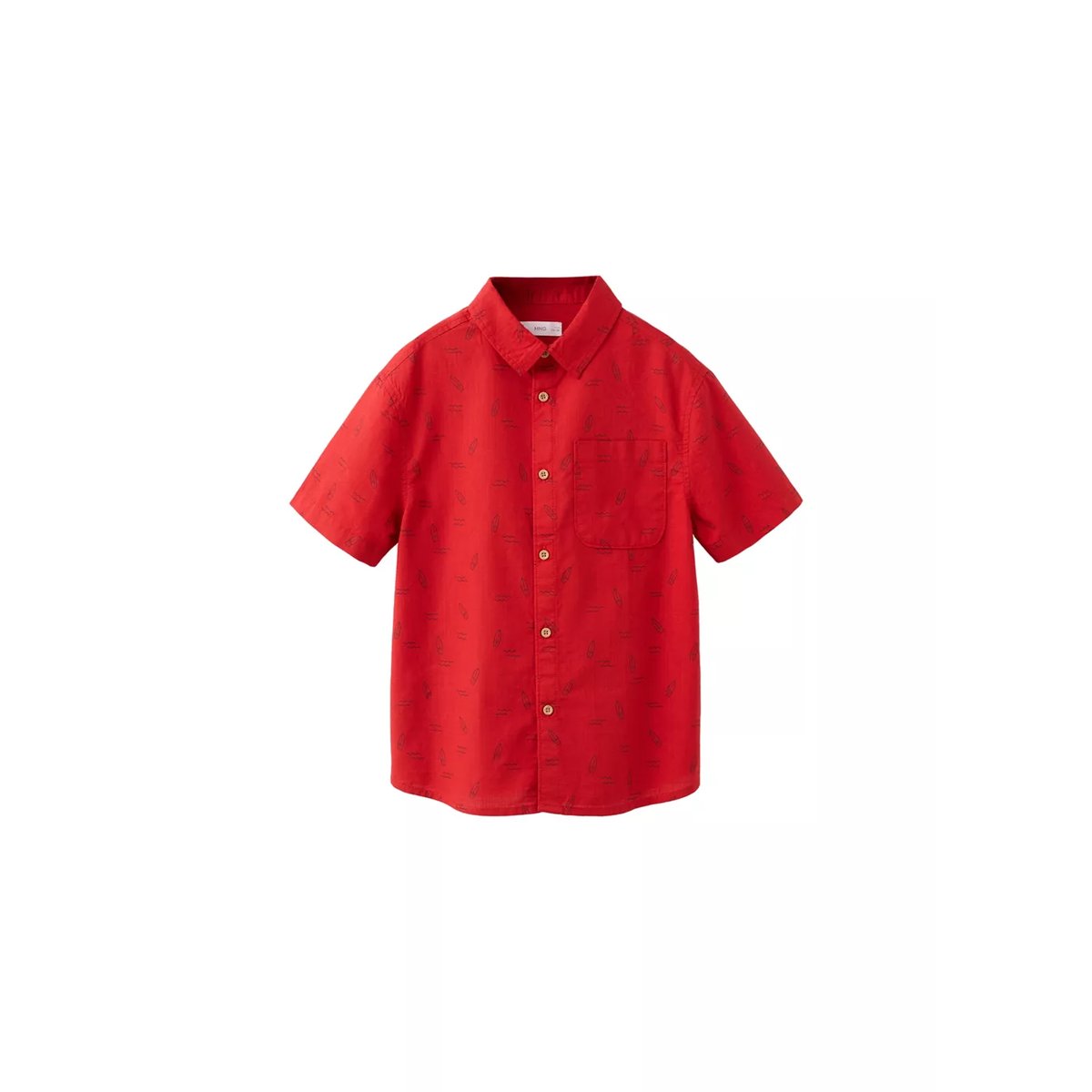 Chemise imprimée manches courtes rouge, MANGO KIDS