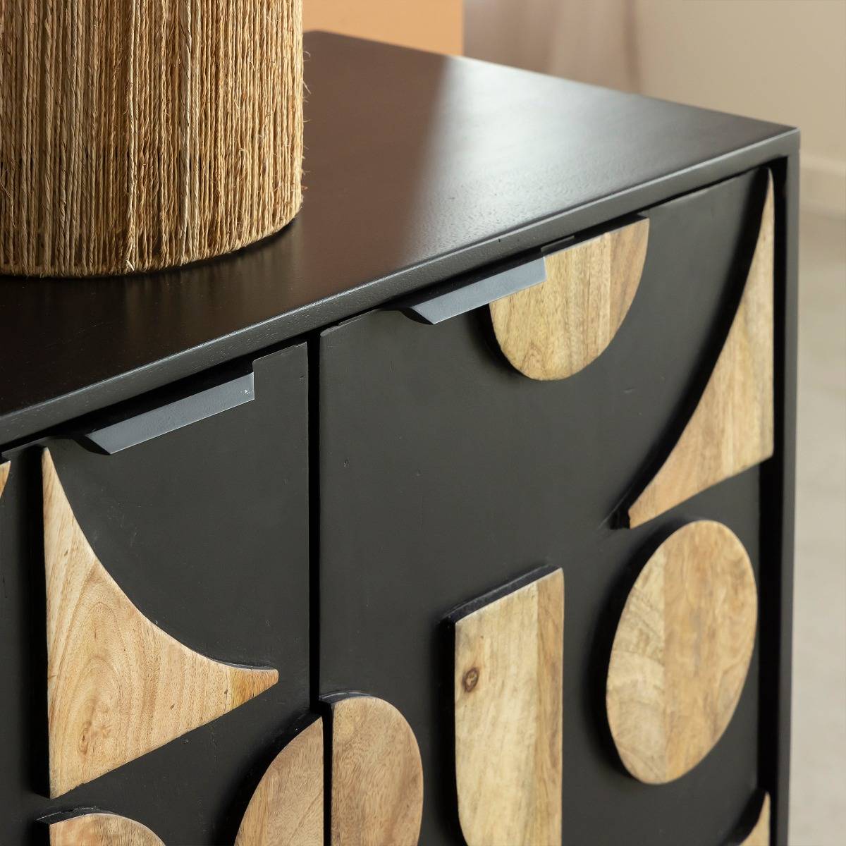 Buffet en bois de manguier METINNA noir, MADE IN MEUBLES 