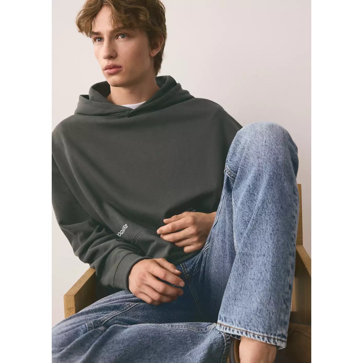 Sweater à capuche coton vert foncé, MANGO TEEN