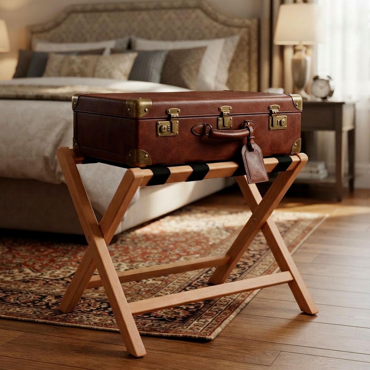 Porte-bagage en bois de chêne pliable 68X44X58CM bois, WADIGA