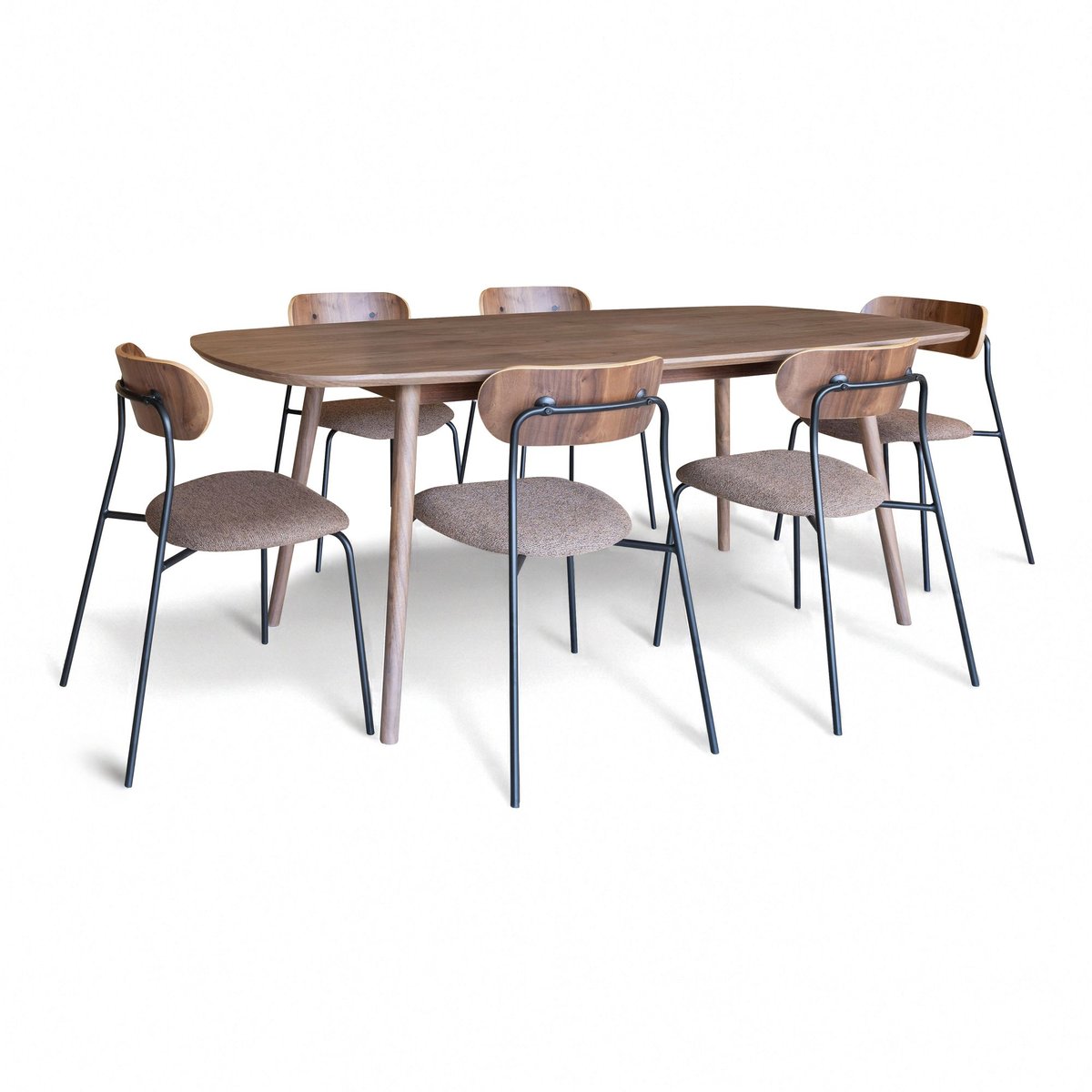 Ensemble table rectangulaire et 6 chaises, CALLAO couleur unique, NOW'S HOME