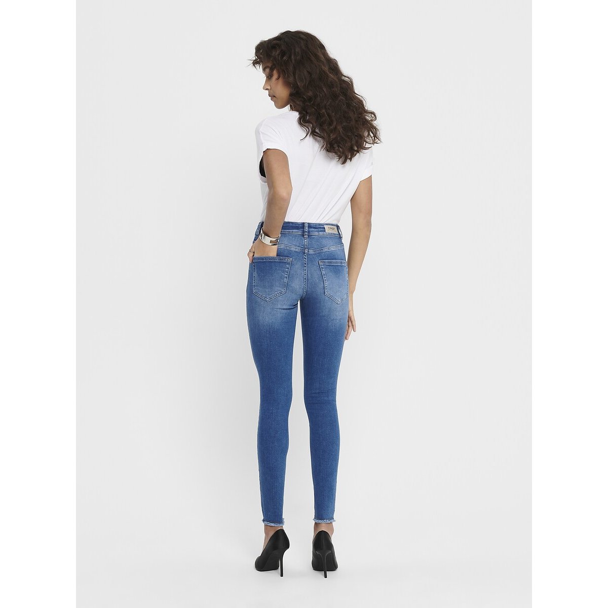 Jean skinny taille haute stone délavé, ONLY