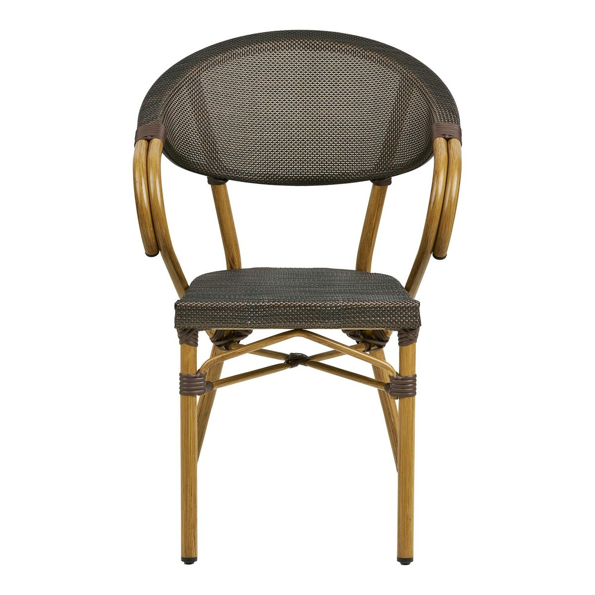 Chaise bistrot en textilène brun et bambou (lot de 2) marron, PIER IMPORT