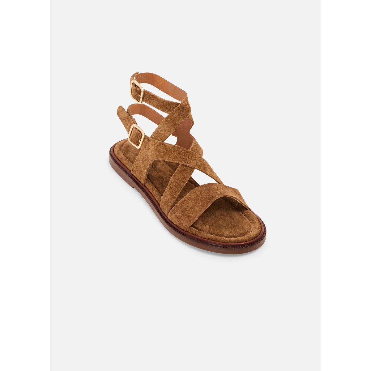 Sandale Plate en cuir GISLA taupe, MELLOW YELLOW