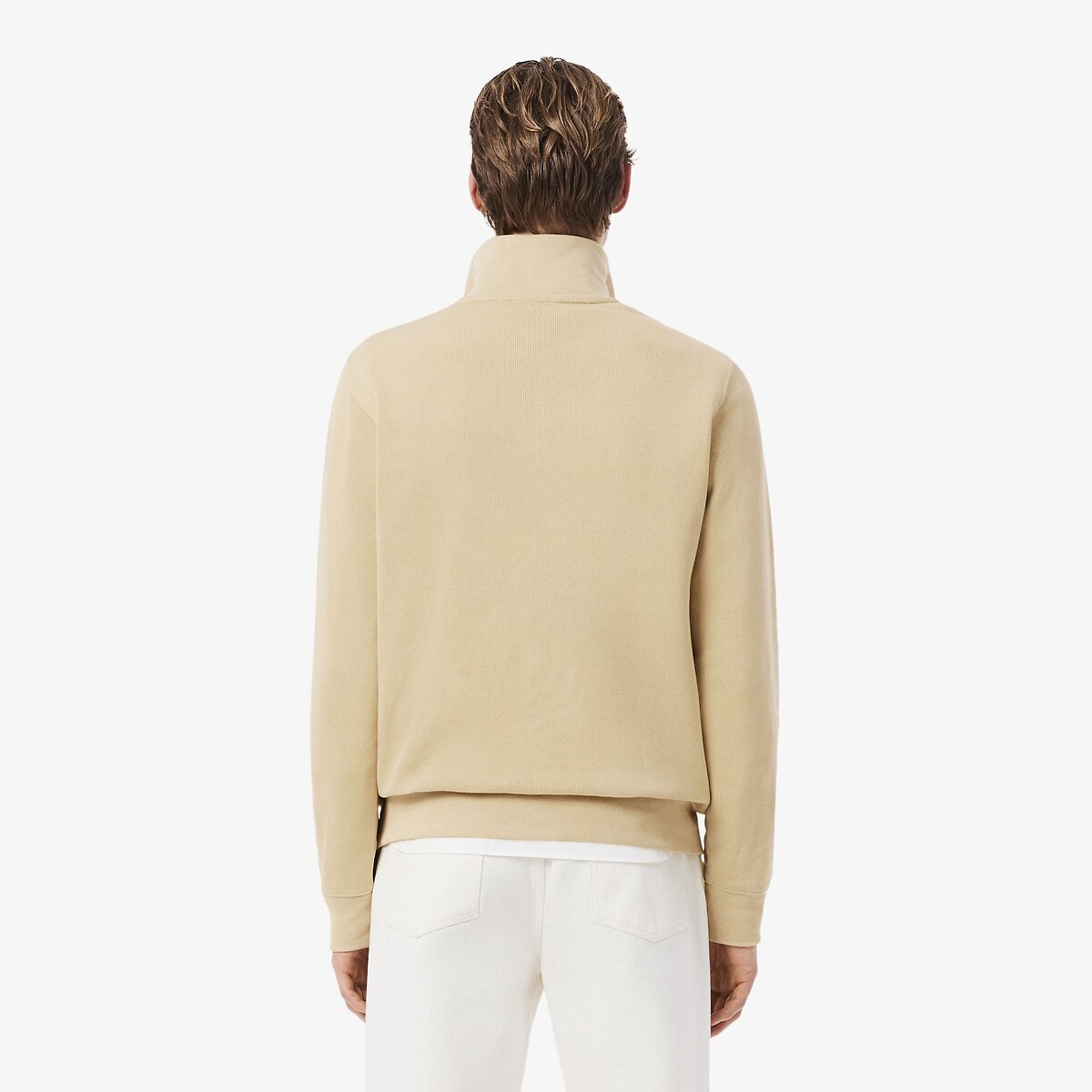 Felpa con mezza cerniera al collo Lacoste Sport beige, LACOSTE