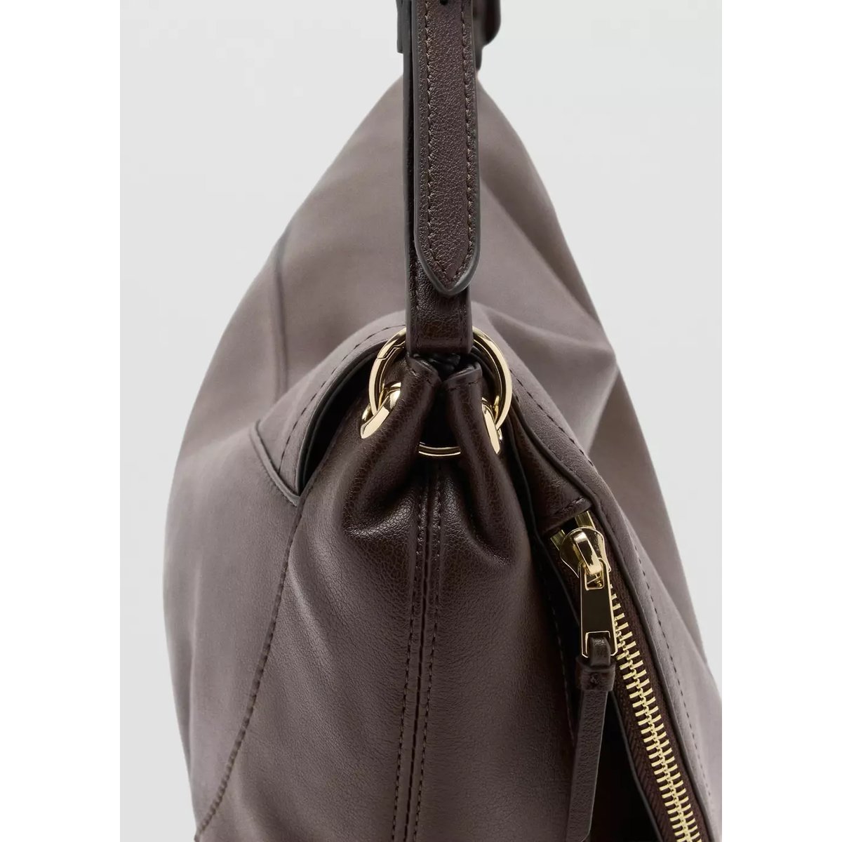 Sac porté épaule ovale chocolat, MANGO