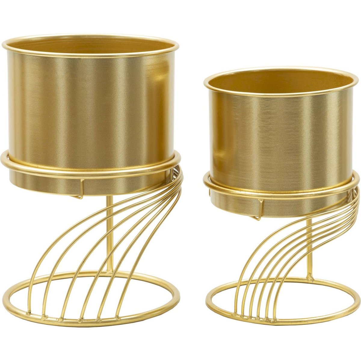 Cache-pot en fer spirale lot de 2 GLAM doré, RECOLLECTION