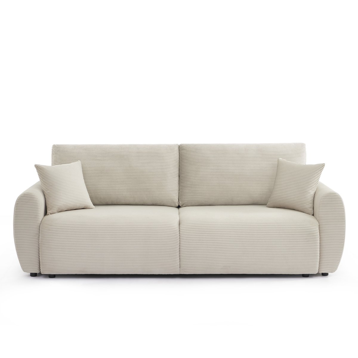 Canapé droit convertible velours DANILO beige, BAÏTA