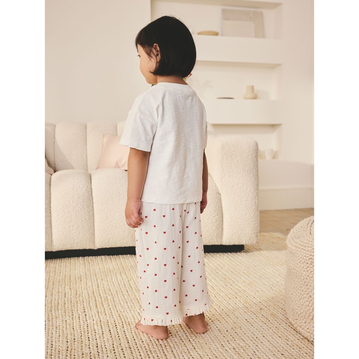 Pyjama large imprimé cœur blanc, NEXT