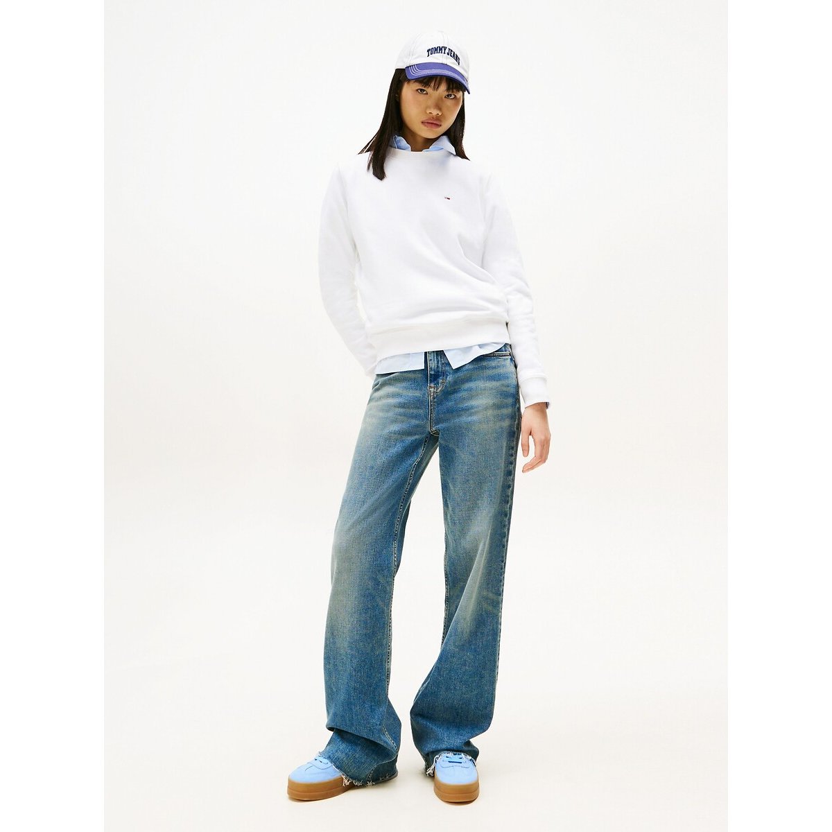 Sweat col rond à manches longues blanc, TOMMY JEANS