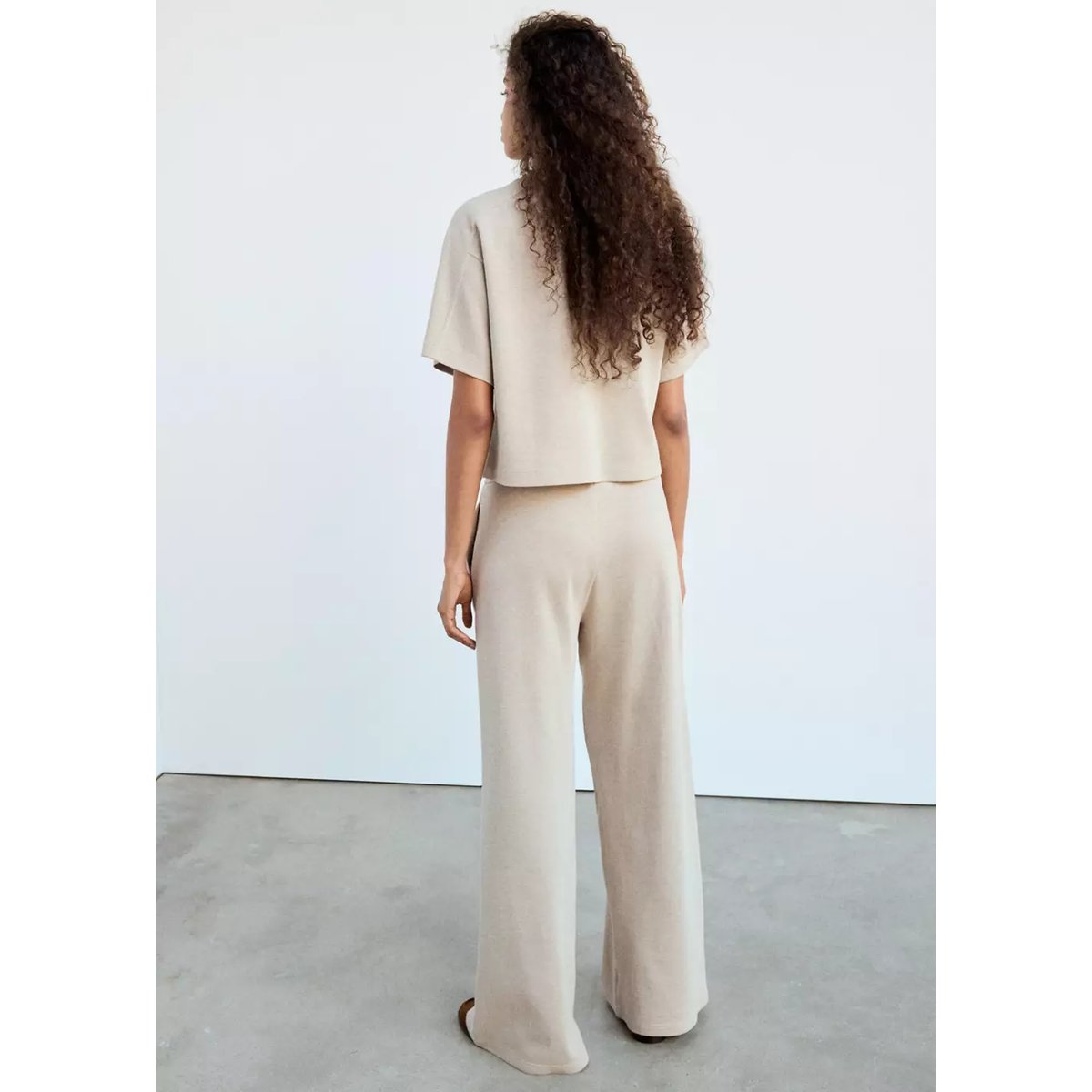 Pantalon droit maille fine écru, MANGO