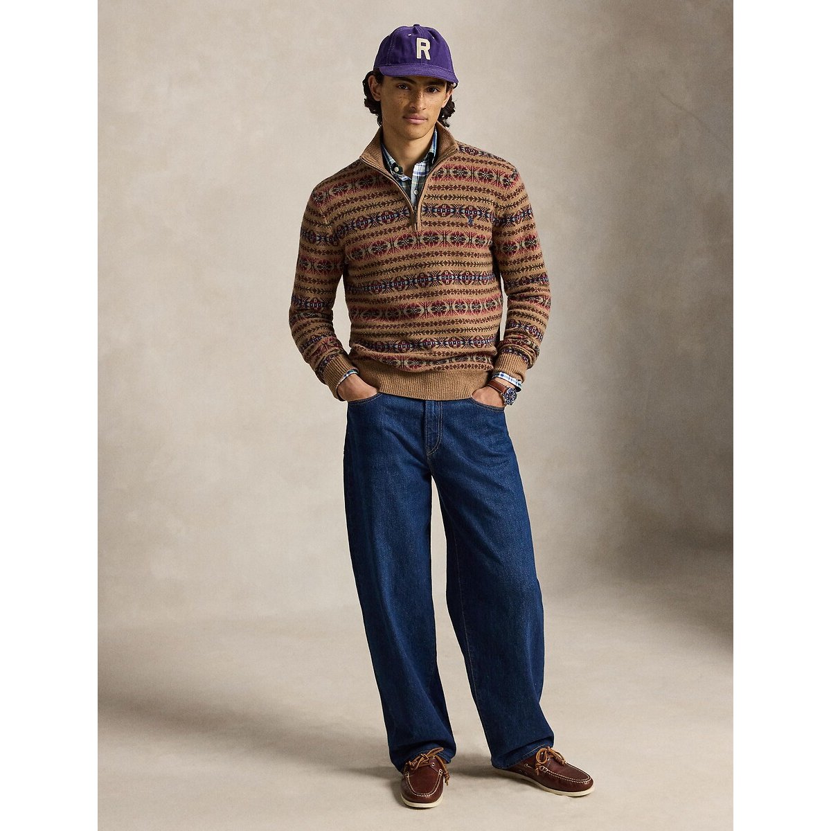 Pull camionneur, en laine marron, POLO RALPH LAUREN