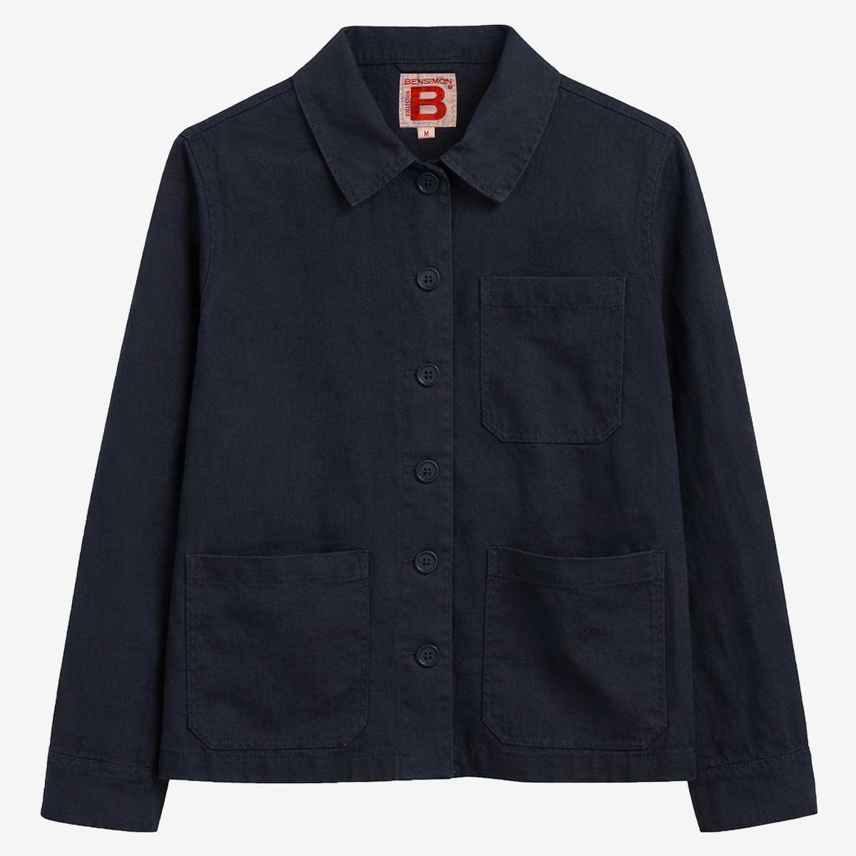 Veste droite manches longues en lin GOLTA bleu nuit, BENSIMON